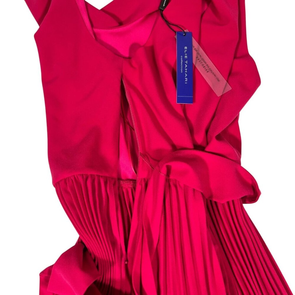 Elie Tahari Collection Womens Pink Fit & Flare Pleated Cowl Neck Dress Size 6 - Picture 10 of 16